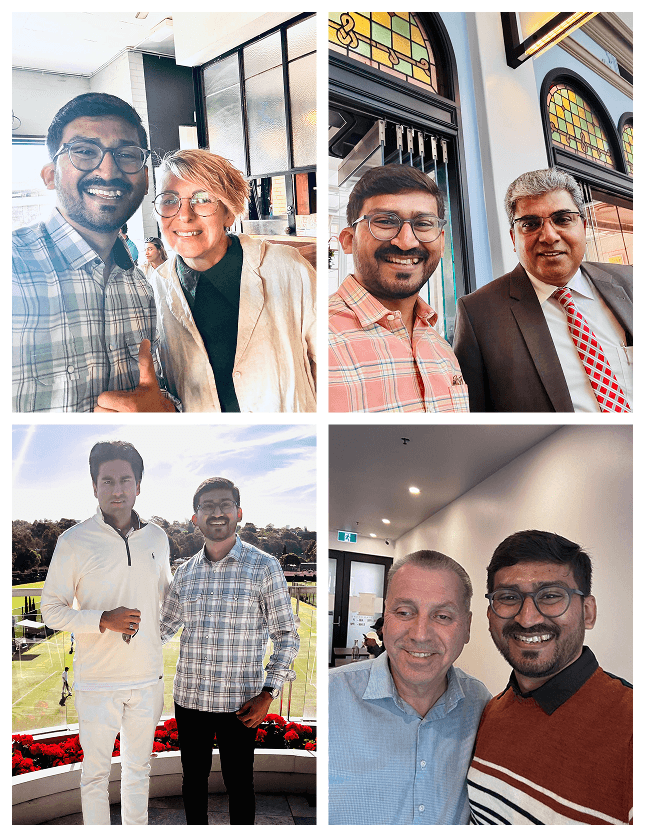 Infynno team with clients at in-person meetings